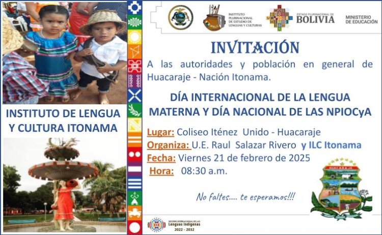 HUACARAJE INVITA A LOS FESTEJOS DEL 21 DE FEBRERO "DÍA INTERNACIONAL DE LA LENGUA MATERNA"