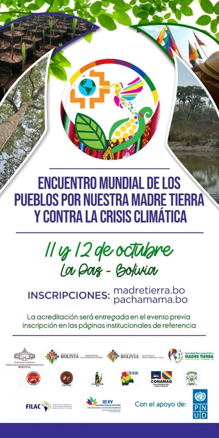 Te invitamos al "Encuentro Mundial de los Pueblos por nuestra Madre Tierra y contra la Crisis Climática".