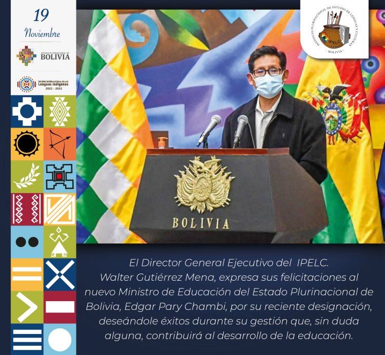 El presidente Luis Arce Catacora posesionó este viernes al Prof. Édgar Pary Chambi como nuevo Ministro de Educación
