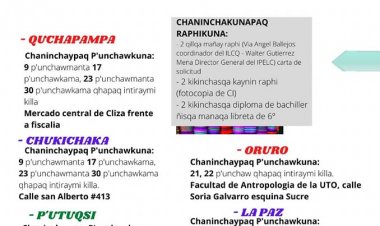 CRONOGRAMA PARA LA EVALUACION DE QUECHUA HABLANTES EN LOS DEPARTAMENTOS DE LA PAZ, ORURO Y SANTA CRUZ