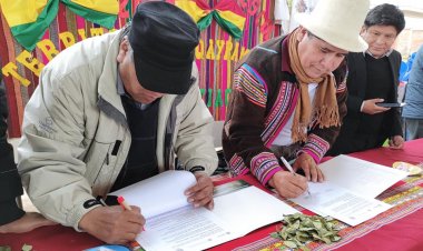 FIRMA DE CONVENIO ENTRE EL IPELC. Y LA AIOC. DE RAQAYPAMPA