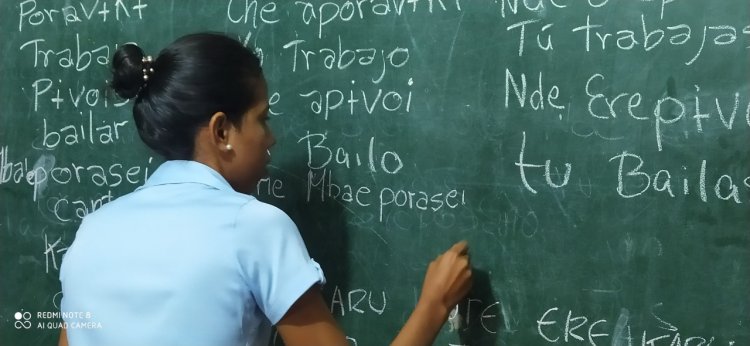 Inicio del curso de aprendizaje de idioma gwarayu, en la localidad de Ascensión de Guarayos de la gestión 2022