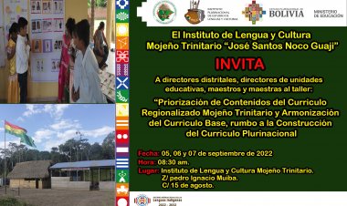 INVITACIÓN A TALLER DE PRIORIZACIÓN DE CONTENIDOS DEL CURRICULO REGIONALIZADO MOJEÑO TRINITARIO