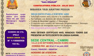CONVOCATORIA PUBLICA MES DE JULIO 2023