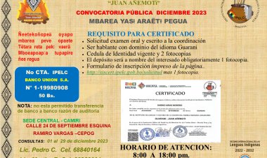 MBAREA YASƗ ARAËTƗ PEGUA (Convocatoria mes de diciembre 2023)