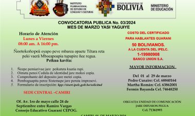 CONVOCATORIA PUBLICA MES DE MARZO 2024