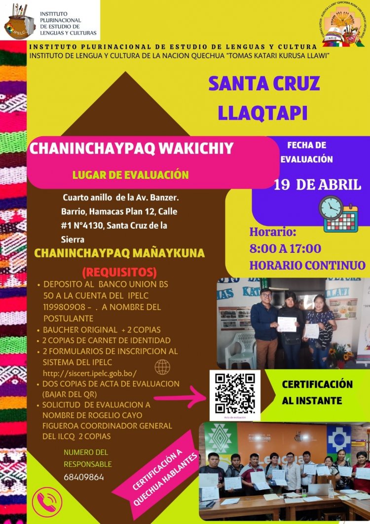 Evaluación Santa Cruz a quechua hablantes