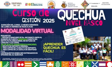 IPELC - ILC QUECHUA HACE CONOCER LA APERTURA DE LOS CURSOS  NIVEL BÁSICO GESTIÓN 2025.