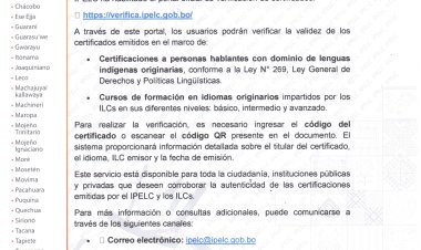 VERIFICA TU CERTIFICADO EN LENGUAS INDÍGENAS
